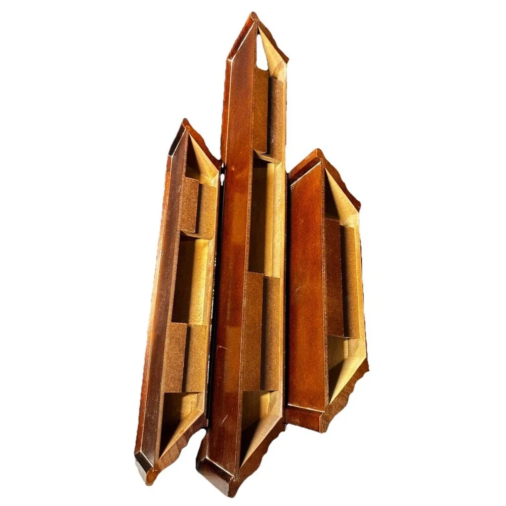 Vintage Floating Beveled Wood Shelf Crown Moulding-Set Of 3
